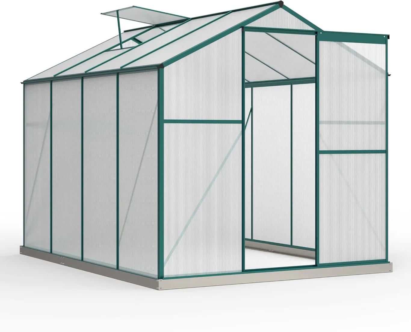 Gewächshaus Aluminium mit Fundament, 4,75 m² - 190 × 253cm, Gartengewächshäuser mit Dachfenster & Schiebetür, Gewächshaus Groß mit UV-beständigen Polycarbonatplatten für Gemüse & Toma - Bild 1
