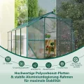 Gewächshaus Aluminium mit Fundament, 4,75 m² - 190 × 253cm, Gartengewächshäuser mit Dachfenster & Schiebetür, Gewächshaus Groß mit UV-beständigen Polycarbonatplatten für Gemüse & Toma - Thumbnail 3