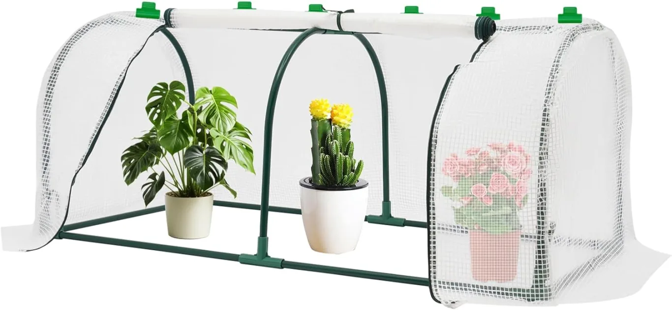 Kleines Gewächshaus Foliengewächshaus für Balkon, Garten, Tomatengewächshaus mit Roll-Up-Fenster, mit 10 Clips, 120*60*50cm, Metallrahmen - Bild 1