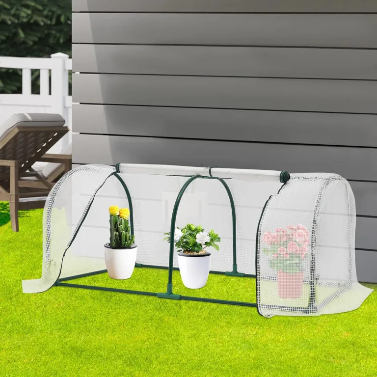 Kleines Gewächshaus Foliengewächshaus für Balkon, Garten, Tomatengewächshaus mit Roll-Up-Fenster, mit 10 Clips, 120*60*50cm, Metallrahmen – Bild 3