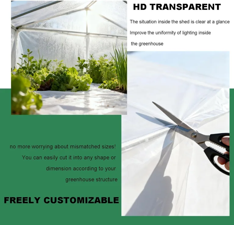 Transparent Gewächshausfolie, Extra Dick Polyethylenfolie, Reißfest Gartenfolie, Gewächshaus Folie für Treibhaus Tomatenhaus Gartenarbeit(Size:4x15m) – Bild 4