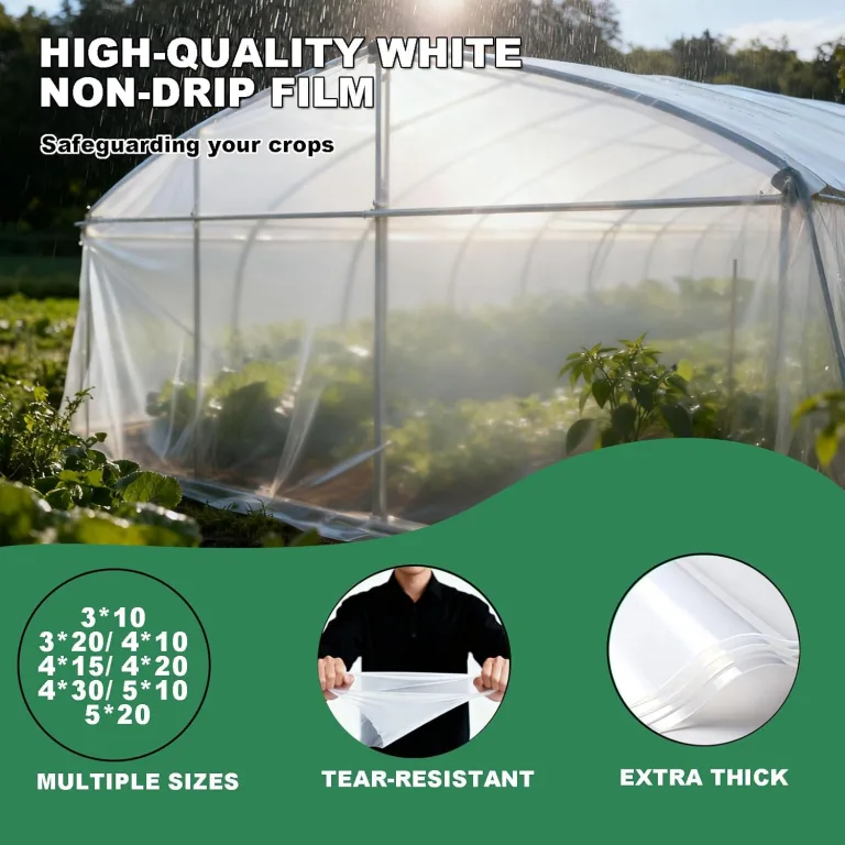 Transparent Gewächshausfolie, Extra Dick Polyethylenfolie, Reißfest Gartenfolie, Gewächshaus Folie für Treibhaus Tomatenhaus Gartenarbeit(Size:4x15m) – Bild 2