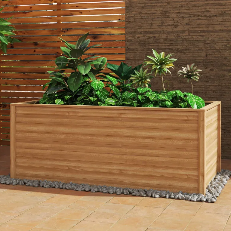 Amopatio Hochbeet Holz, 240x88x80cm, Pflanzkasten, Blumenkasten für Garten, 1700L Pflanzbeet, Kräuterbeet, Gemüsebeet, Blumenbeet für Balkon, Terrasse, Pflanzkübel, Natur – Bild 1