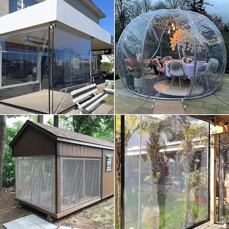 Strapazierfähige wasserdichte transparente Plane mit Ösen - Dicker PVC-Kunststoff für Gewächshäuser Balkon Zäune Hühnerstall Fenster Pflanzen Gärten – Bild 8