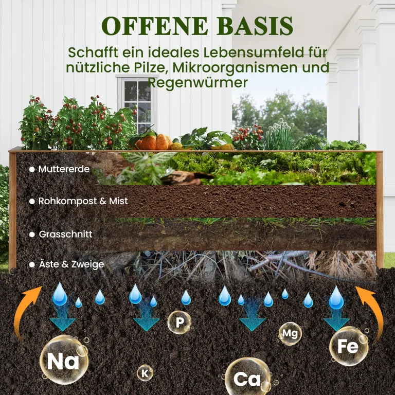 UDPATIO Hochbeet Holz für Garten 240x88x80cm Holzhochbeet zum Bepflanzen von Gemüse & Kräutern Pflanzbeet Pflanzkasten Gemüsebeet für Balkon – Bild 5