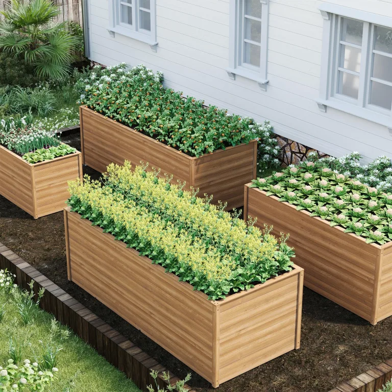 UDPATIO Hochbeet Holz für Garten 240x88x80cm Holzhochbeet zum Bepflanzen von Gemüse & Kräutern Pflanzbeet Pflanzkasten Gemüsebeet für Balkon – Bild 7