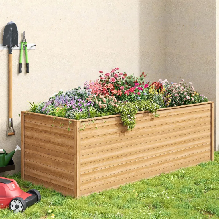 UDPATIO Hochbeet Holz für Garten 240x88x80cm Holzhochbeet zum Bepflanzen von Gemüse & Kräutern Pflanzbeet Pflanzkasten Gemüsebeet für Balkon – Bild 8