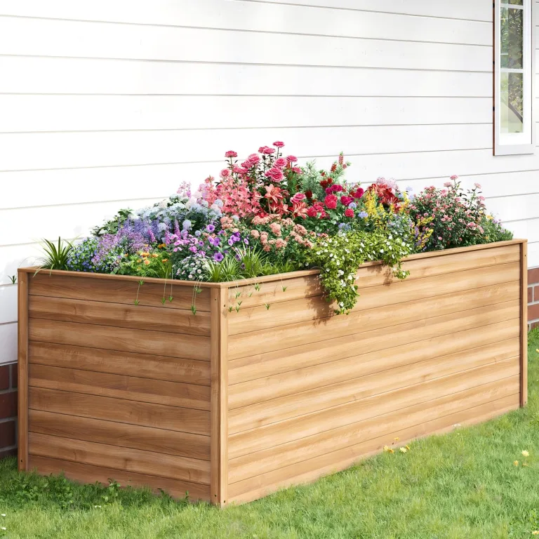 UDPATIO Hochbeet Holz für Garten 240x88x80cm Holzhochbeet zum Bepflanzen von Gemüse & Kräutern Pflanzbeet Pflanzkasten Gemüsebeet für Balkon – Bild 1