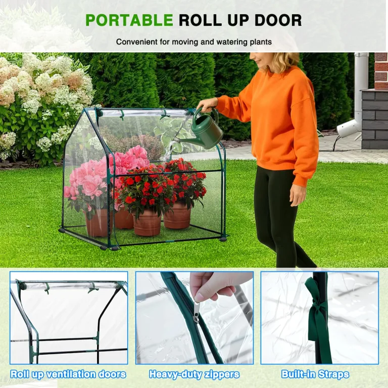 Yesker Mini Gewächshaus 91 x 45 cm x 84 cm tragbares kleines Gewächshaus für Innen Außen Gewächshaus mit PVC-Schutz kompakte Gewächshaus für Wintergarten Arbeit Balkon Terrasse außerhalb Garten – Bild 3