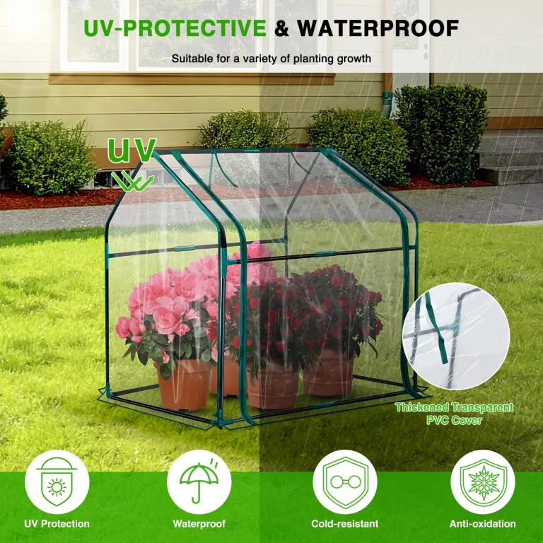 Yesker Mini Gewächshaus 91 x 45 cm x 84 cm tragbares kleines Gewächshaus für Innen Außen Gewächshaus mit PVC-Schutz kompakte Gewächshaus für Wintergarten Arbeit Balkon Terrasse außerhalb Garten – Bild 4
