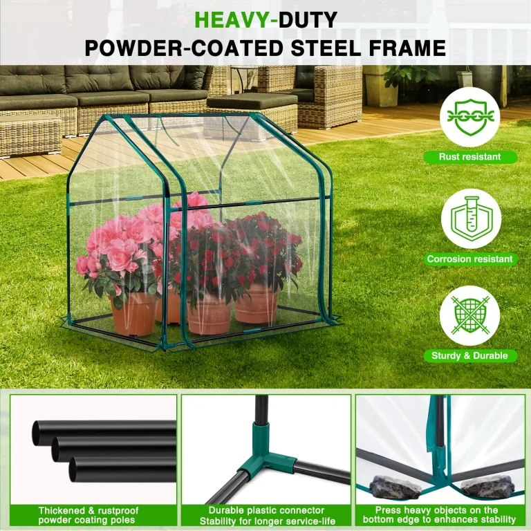 Yesker Mini Gewächshaus 91 x 45 cm x 84 cm tragbares kleines Gewächshaus für Innen Außen Gewächshaus mit PVC-Schutz kompakte Gewächshaus für Wintergarten Arbeit Balkon Terrasse außerhalb Garten – Bild 5