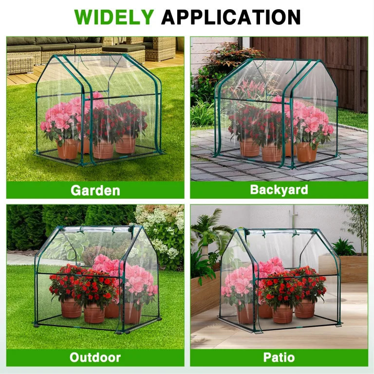 Yesker Mini Gewächshaus 91 x 45 cm x 84 cm tragbares kleines Gewächshaus für Innen Außen Gewächshaus mit PVC-Schutz kompakte Gewächshaus für Wintergarten Arbeit Balkon Terrasse außerhalb Garten – Bild 8