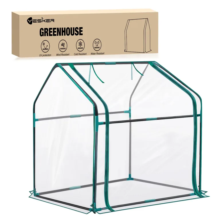 Yesker Mini Gewächshaus 91 x 45 cm x 84 cm tragbares kleines Gewächshaus für Innen Außen Gewächshaus mit PVC-Schutz kompakte Gewächshaus für Wintergarten Arbeit Balkon Terrasse außerhalb Garten – Bild 1