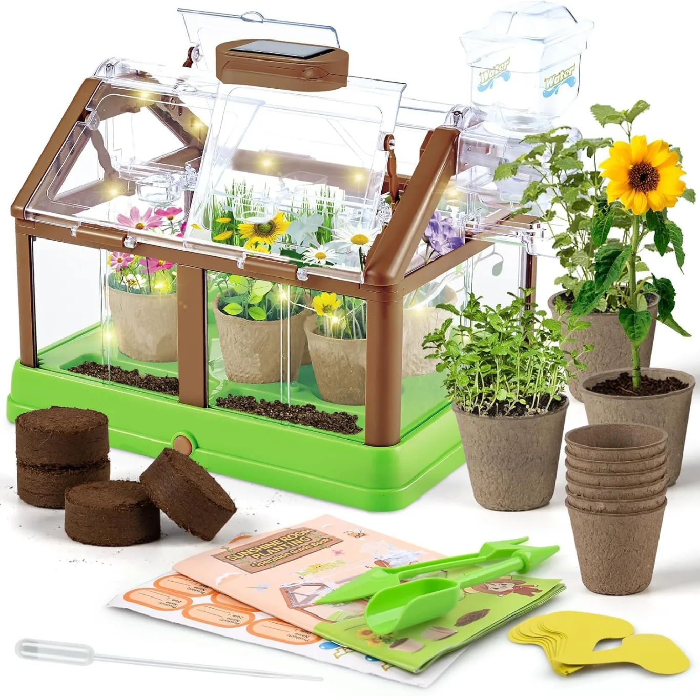 KAHEIGN Mini-Gewächshaus-Set für Kinder Gewächshaus, Pflanzkasten & Samen mit verbesserter Bewässerung – Mini Kindergärten Entdeckungsreiches Lernspielzeug für Jungen und Mädchen - Bild 1