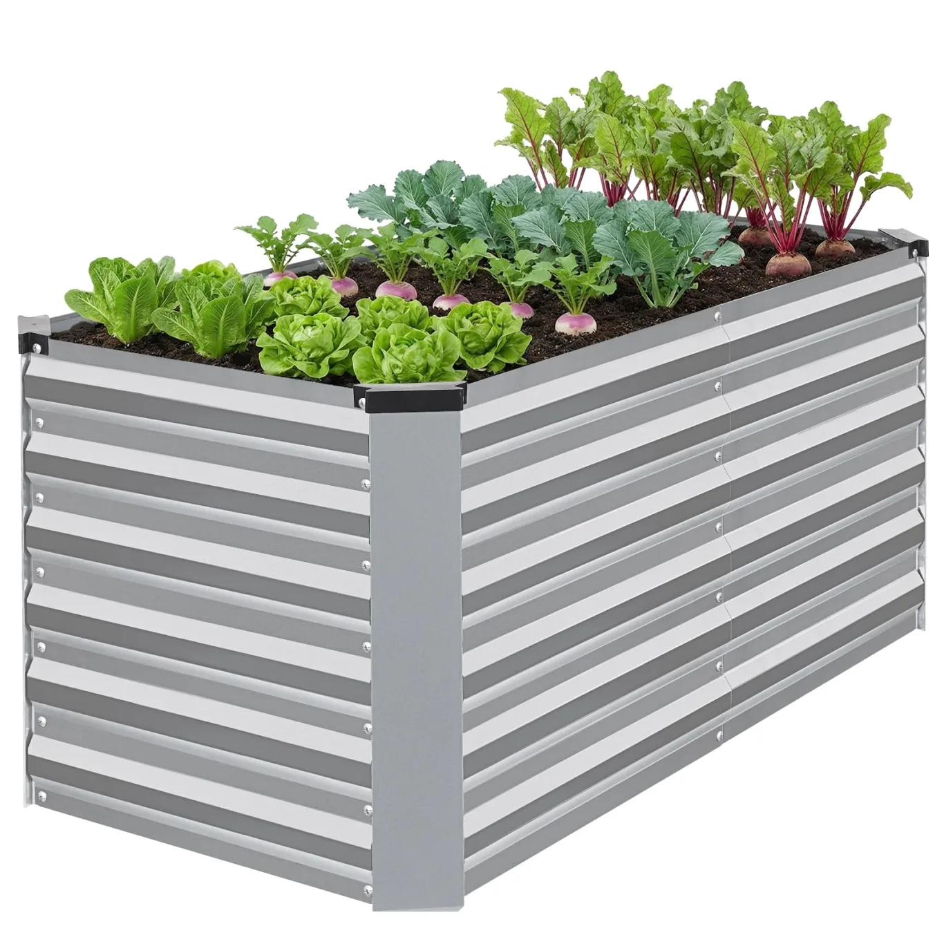 WILLOW WEAVE Hochbeete für Garten, verzinkte Stahl-Planter im Freien zum Anpflanzen von Gemüse, Blumen und Kräutern, 120x60x60 cm, Silber - Bild 1