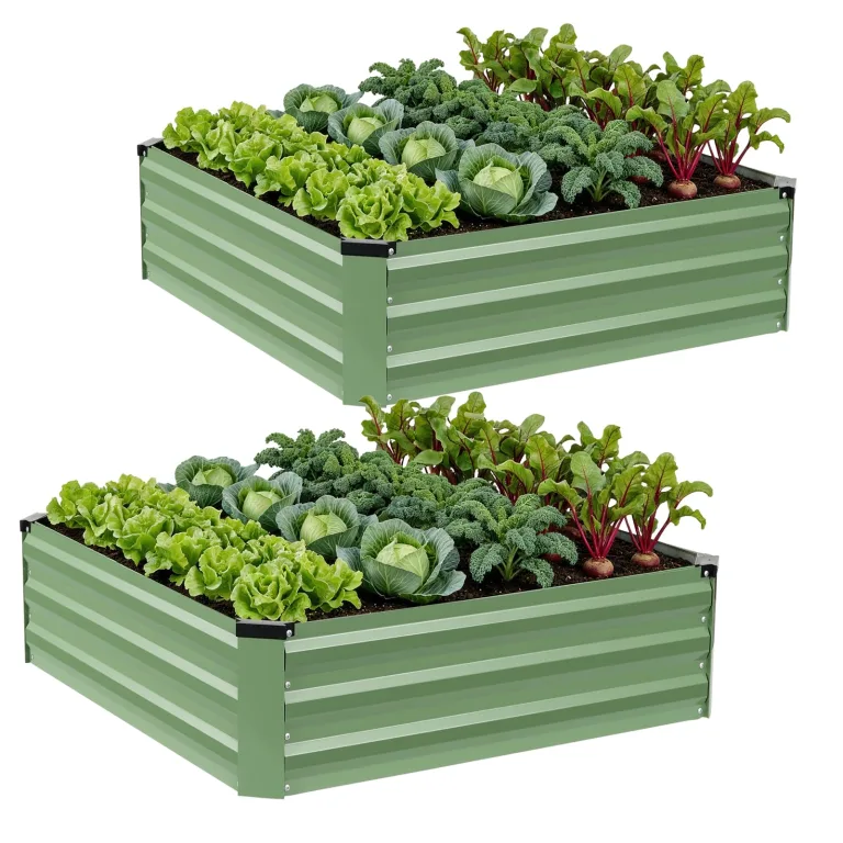 WILLOW WEAVE Hochbeete für Garten, verzinkte Stahl-Planter im Freien zum Anpflanzen von Gemüse, Blumen und Kräutern, 120x60x60 cm, Silber – Bild 10