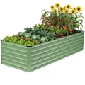 WILLOW WEAVE Hochbeete für Garten, verzinkte Stahl-Planter im Freien zum Anpflanzen von Gemüse, Blumen und Kräutern, 240x90x60 cm, Olivgrün - Thumbnail 1