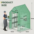 Bamworld Gewächshaus begehbar Garten Außen 145x145x195cm - Bamworld Foliengewächshaus mit Regalen und Fliegengitter-Fenster, Großes Tomatengewächshaus, Grün - Thumbnail 5