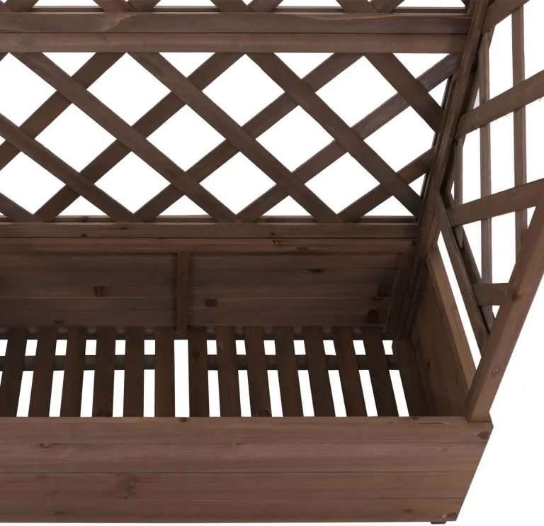 Hochbeet HWC-P66, Pflanz-/Blumenkasten Pflanzkübel Rankgitter Rankhilfe Spalier Holz FSC® 138x110x44cm - braun – Bild 6