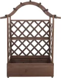 Hochbeet HWC-P66, Pflanz-/Blumenkasten Pflanzkübel Rankgitter Rankhilfe Spalier Holz FSC® 138x110x44cm - braun - Thumbnail 8