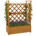Hochbeet HWC-P67, Pflanz-/Blumenkasten Pflanzkübel Rankgitter Rankhilfe Spalier Holz FSC® 114x85x44cm - anthrazit-grau - Thumbnail 10