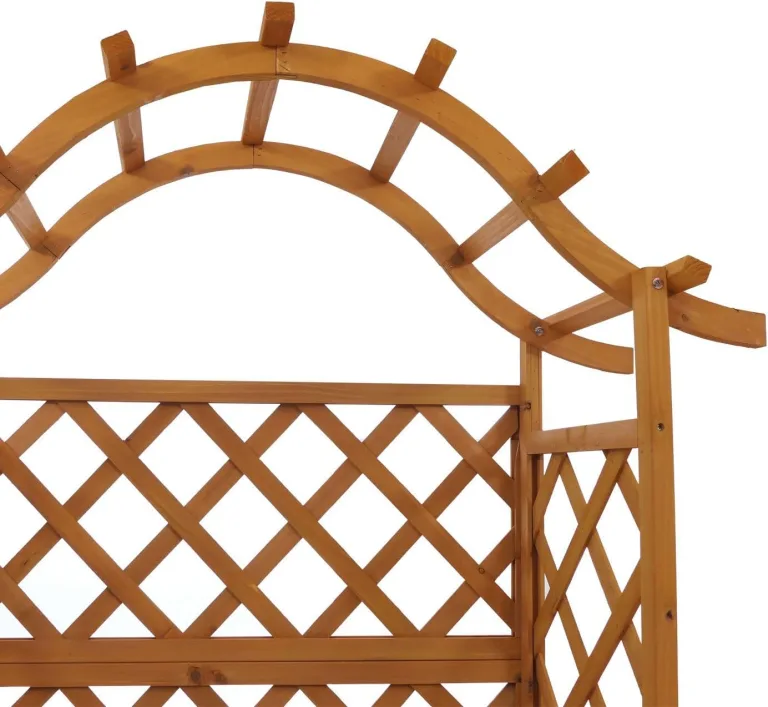 Hochbeet HWC-P66, Pflanz-/Blumenkasten Pflanzkübel Rankgitter Rankhilfe Spalier Holz FSC® 138x110x44cm - Natur – Bild 5