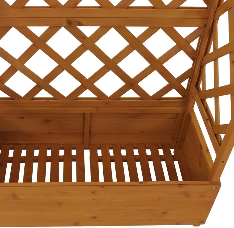 Hochbeet HWC-P66, Pflanz-/Blumenkasten Pflanzkübel Rankgitter Rankhilfe Spalier Holz FSC® 138x110x44cm - Natur – Bild 6