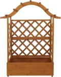 Hochbeet HWC-P66, Pflanz-/Blumenkasten Pflanzkübel Rankgitter Rankhilfe Spalier Holz FSC® 138x110x44cm - Natur - Thumbnail 8