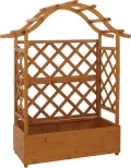 Hochbeet HWC-P66, Pflanz-/Blumenkasten Pflanzkübel Rankgitter Rankhilfe Spalier Holz FSC® 138x110x44cm - Natur - Thumbnail 4