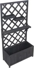 Hochbeet HWC-P68, Pflanz-/Blumenkasten Rankgitter Rankhilfe Ablage Hängekästen Holz FSC® 135x70x30cm - anthrazit-grau - Thumbnail 7