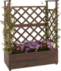 Hochbeet HWC-P67, Pflanz-/Blumenkasten Pflanzkübel Rankgitter Rankhilfe Spalier Holz FSC® 114x85x44cm - braun - Thumbnail 1