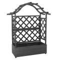 Hochbeet HWC-P66, Pflanz-/Blumenkasten Pflanzkübel Rankgitter Rankhilfe Spalier Holz FSC® 138x110x44cm - anthrazit-grau - Thumbnail 4