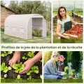 Outsunny Tunnel Gartengewächshaus 8m², Tunnel Gartengewächshaus 400x200x200cm mit Metallrahmen, 1 Tür und 6 Fenstern, für Außenbereich, Gemüse, Obst, hochdichte PE-Plane 140 g/m², weiß - Thumbnail 4