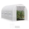 Outsunny Tunnel Gartengewächshaus 8m², Tunnel Gartengewächshaus 400x200x200cm mit Metallrahmen, 1 Tür und 6 Fenstern, für Außenbereich, Gemüse, Obst, hochdichte PE-Plane 140 g/m², weiß - Thumbnail 10