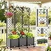 SUNYRISY Hochbeet mit Rankgitter, Blumenkasten mit Rankhilfe und Rollenrad, 3 Stück Garten Planter Box mit Rädern und Sichtschutz, Selbstbewässerung Pflanzkasten Pflanzkübel für Kletterpflanzen - Thumbnail 3