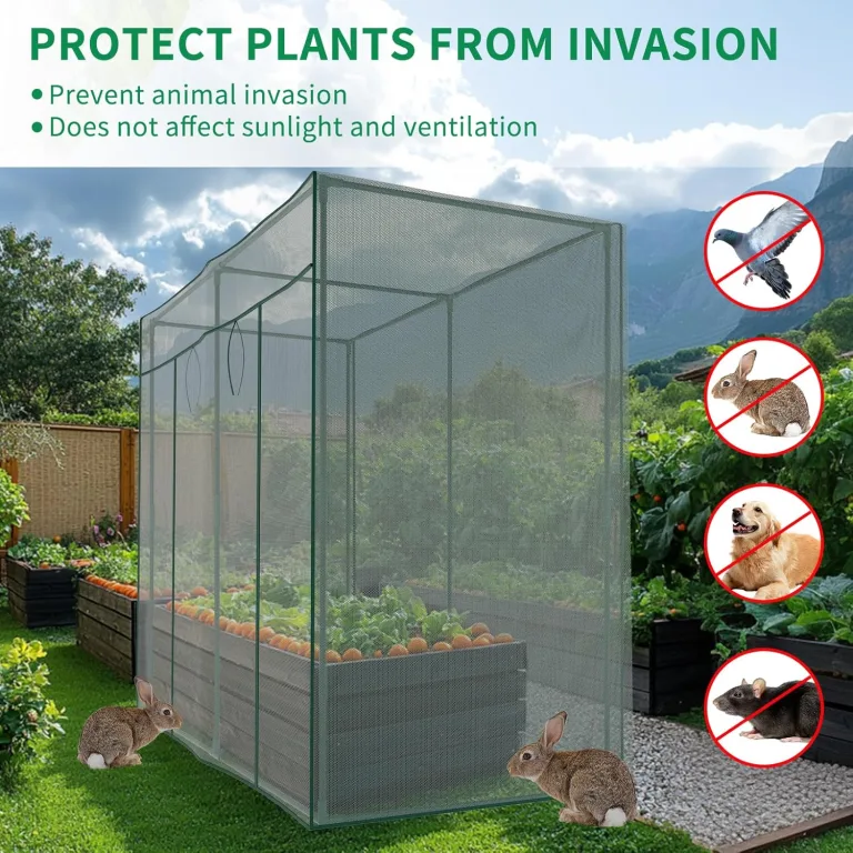 SUNYRISY 200x100x180 cm Gartenzaun Pflanzenkäfig Pflanzennetz für Tomaten Topfpflanzen Gemüse Blumen Schutz, Netz-Gewächshaus Gartennetz Zschafzaun Fence für Garten, Quadrat – Bild 8