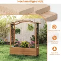 COSTWAY Blumenkasten mit Rankgitter & hängendem Dach, Pflanzkasten mit Rankhilfe & Einsatz, Hochbeet für Kletterpflanzen & hängende Körbe, für Hof Garten Terrasse, Holz, Braun, 110 x 40 x 124 cm - Thumbnail 7