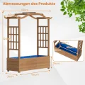 COSTWAY Blumenkasten mit Rankgitter & hängendem Dach, Pflanzkasten mit Rankhilfe & Einsatz, Hochbeet für Kletterpflanzen & hängende Körbe, für Hof Garten Terrasse, Holz, Braun, 110 x 40 x 124 cm - Thumbnail 3