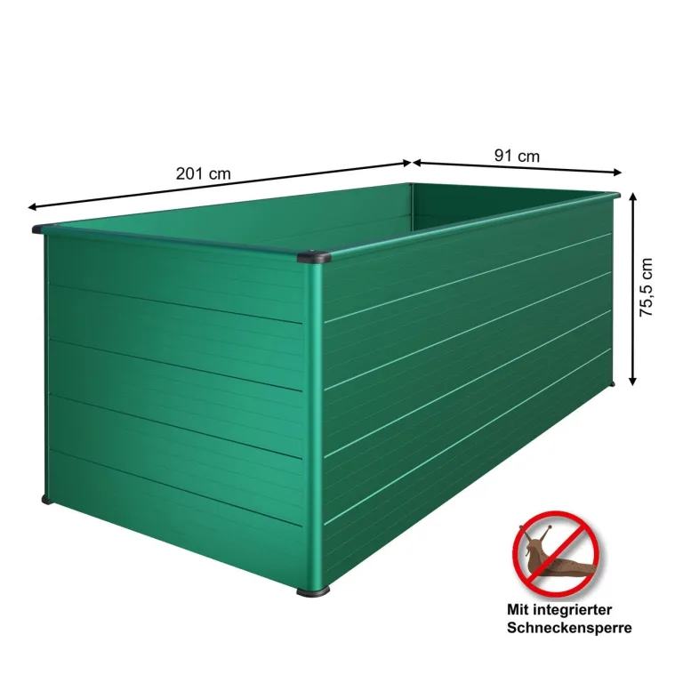 Beckmann Aluminium-Hochbeet Erntewunder – 201x91x75,5 cm – Grün – Mit Schutdach für Pflanzen – Rostfrei & Witterungsbeständig – Inkl. integrierter Schneckensperre – Ergonomische Arbeitshöhe – Bild 3