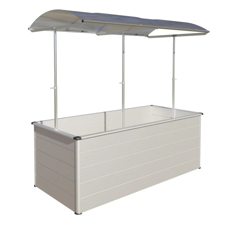 Beckmann Aluminium Hochbeet mit Schneckenschutz 201x91x75,5 cm – Modell Erntewunder Aluminium Natur – mit Schutzdach für Pflanzen - Rostfreies Alu-Hochbeet, witterungsbeständig – Made in Germany – Bild 1