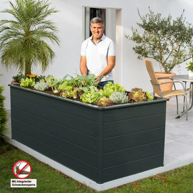 Beckmann Aluminium-Hochbeet Erntewunder 201x91x75,5 cm Anthrazit HAF – Bild 3