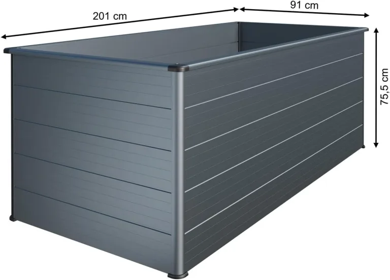 Beckmann Aluminium-Hochbeet Erntewunder 201x91x75,5 cm Anthrazit HAF – Bild 4