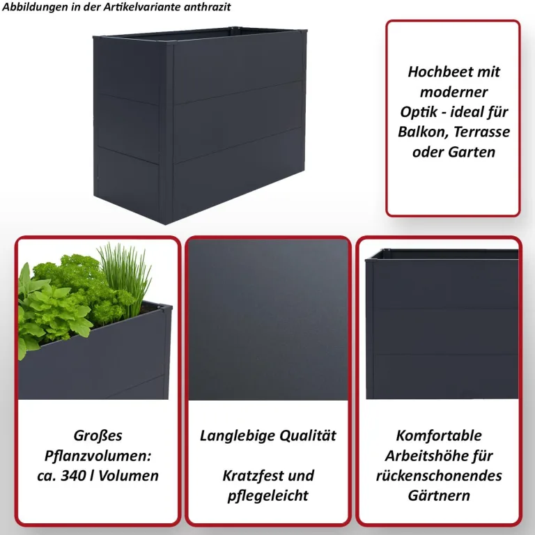 Hochbeet HWC-P64, Metallhochbeet Gemüse-/Pflanzbeet Blumenkasten Pflanzkübel Garten Stahl 77x100x50cm - grau – Bild 2