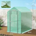 Outsunny PE-Garten-Gewächshaus mit Regal, 2 Ebenen, Balkongewächshaus, verstärkte Plane 140 g/m², Gestell aus Stahl, Tür mit Reißverschluss, aufrollbar, für Gemüse, Pflanzen, Blumen, 186 x 120 x 190 - Thumbnail 7