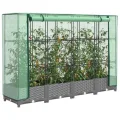 Hommdiy Hochbeet mit Gewächshaus-Aufsatz Rattan-Optik 160x40x123 cm rattanoptik Pflanzkübel Blumenkübel Großer Blumentopf Outdoor Hellgrau - Thumbnail 10