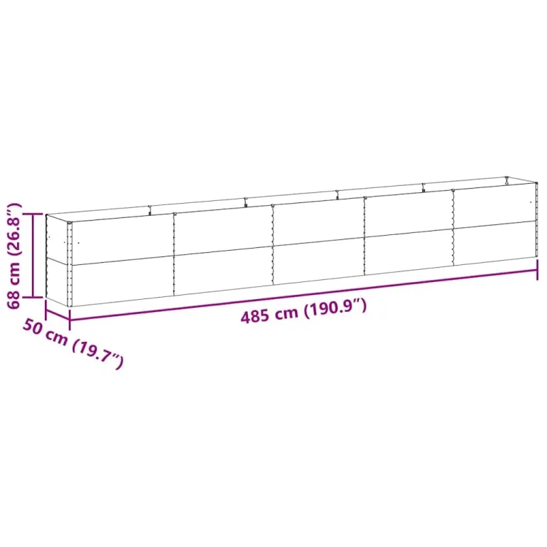 vidaXL Hochbeet Hellbraun 485 x 50 x 68 cm Verzinkter Stahl, Garten- und Terrassen-Pflanzkasten, robuster Stahl-Hochbeet, Coole Gartenlösung für Zuhause, Stadtgärten – Bild 3