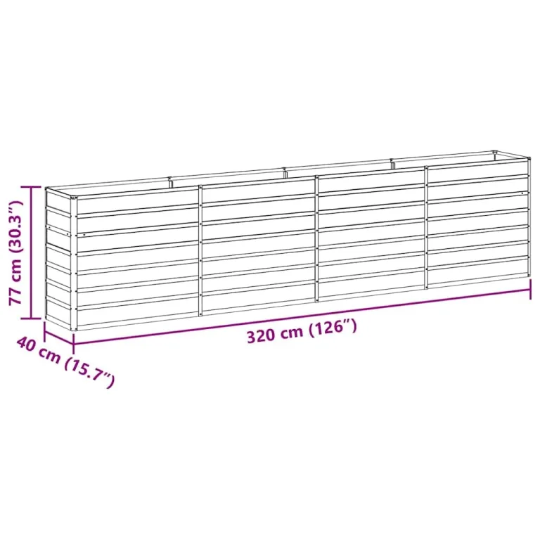 vidaXL Hochbeet Hellbraun 320 x 40 x 77 cm Verzinkter Stahl, Garten und Terrasse, Stabiler Metall-Wannen-Kübel, Hochbeet, Pflanzenbox für Outdoor-Kräuter und Blumen – Bild 3