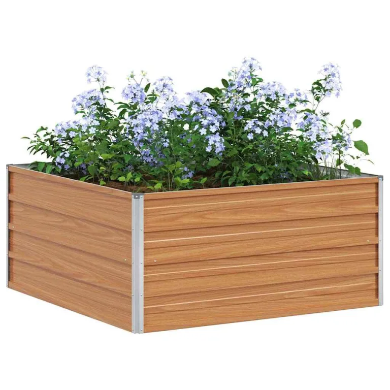 vidaXL Hochbeet Hellbraun 320 x 40 x 77 cm Verzinkter Stahl, Garten und Terrasse, Stabiler Metall-Wannen-Kübel, Hochbeet, Pflanzenbox für Outdoor-Kräuter und Blumen – Bild 10