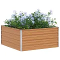 vidaXL Hochbeet Hellbraun 320 x 40 x 77 cm Verzinkter Stahl, Garten und Terrasse, Stabiler Metall-Wannen-Kübel, Hochbeet, Pflanzenbox für Outdoor-Kräuter und Blumen - Thumbnail 10