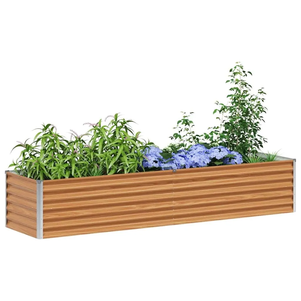 vidaXL Hochbeet Hellbraun 195 x 50 x 36 cm Verzinkter Stahl, Garten- und Terrassen-Pflanzkasten, robuster Stahl-Hochbeet, Coole Gartenlösung für Zuhause, Stadtgärten - Bild 1
